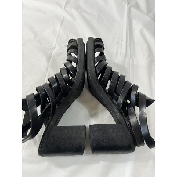 VTG MIA Leather Fishermen Sandals size 6 Black Leather Sandals Gladiator - Picture 9 of 11